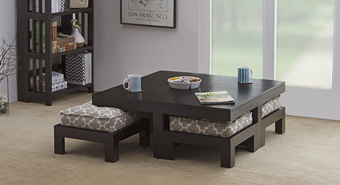 Tribal Coffee Table Set (Ebony & Morocco Lattice Beige)